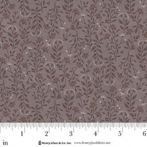 an image of gray fabric with an all-over print of tossed flowers