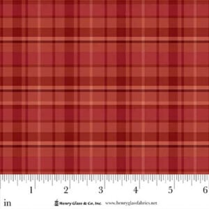 an image of red and light orange plaid fabric