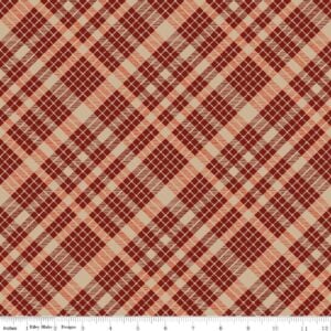an image of orange and red diagonal plaid fabric