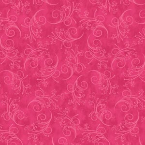 an image of bright pink fabric with an allover pattern of light pink swirls