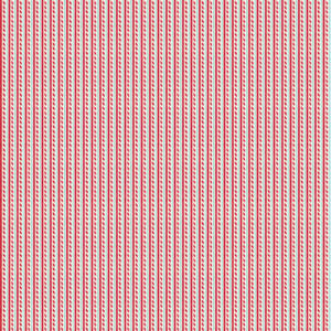an image of white fabric with thin blue and red stripes alternating with a red and white candy cane stripe.
