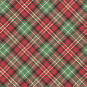 an image of fabric with a diagonal plaid print in red and green
