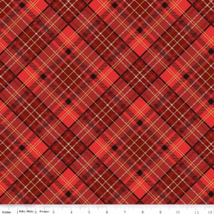 an image of red diagonal plaid with gold foil highlights