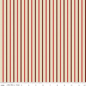 an image of off-white fabric with thin red stripes and gold foil pinstripes