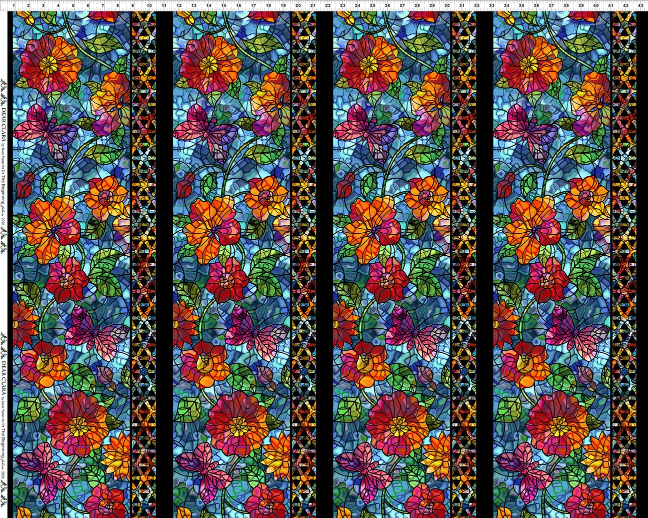 In The Beginning Fabrics - Dear Clara - Border - 1DCL-2 Blue