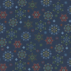 Henry Glass & Co - Nordic Holiday Village - Snowflake - 3605-79 Blue