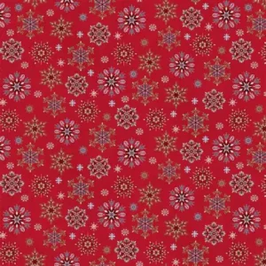 Henry Glass & Co - Nordic Holiday Village - Snowflake - 3605-89 Red